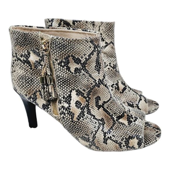 Torrid snake print open toe heeled booties 9.5 WIDE - Picture 10 of 14